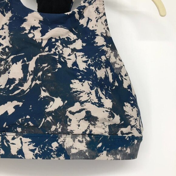 Lolë blue white swirl high  impact sports bra women’s LG *shortened straps* - Picture 8 of 14